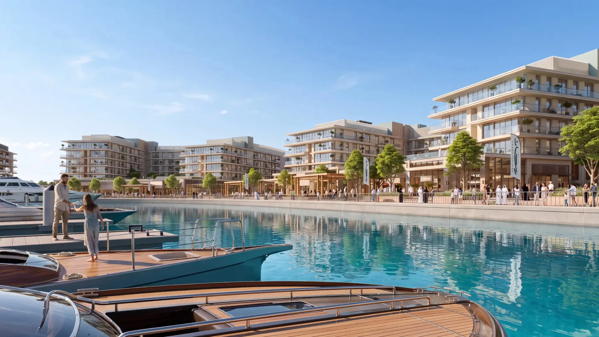 Looking out over Ramhan Marina from the water