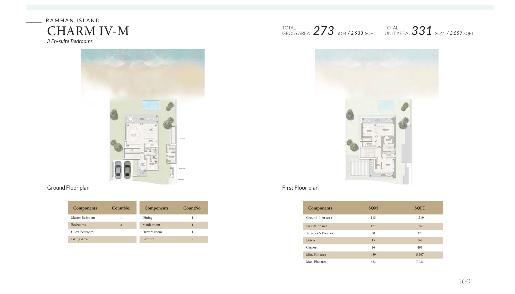 Ramhan Island villa floor plan CHARM IV - M 4 bedroom layout