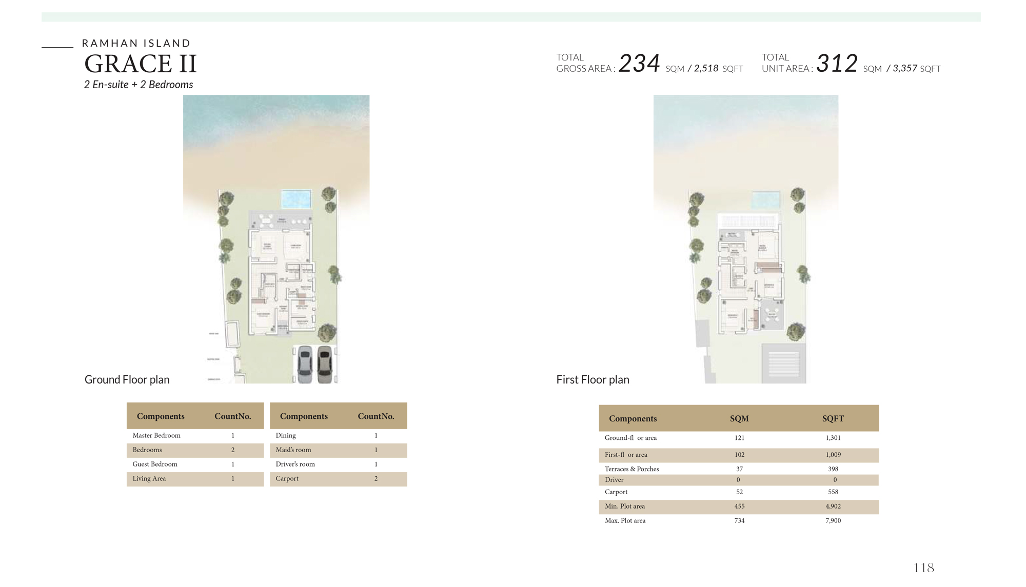 Ramhan Island villa floor plan GRACE III 2 bedroom layout