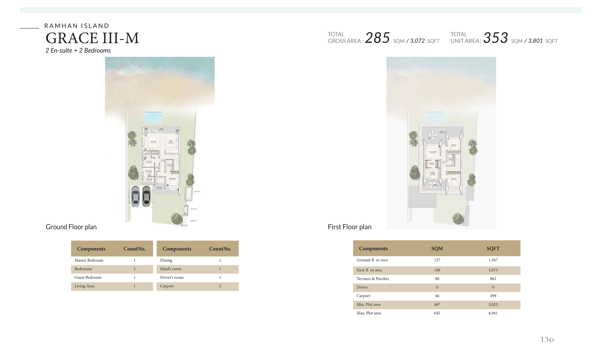 Ramhan Island villa floor plan GRACE III 2 bedroom layout