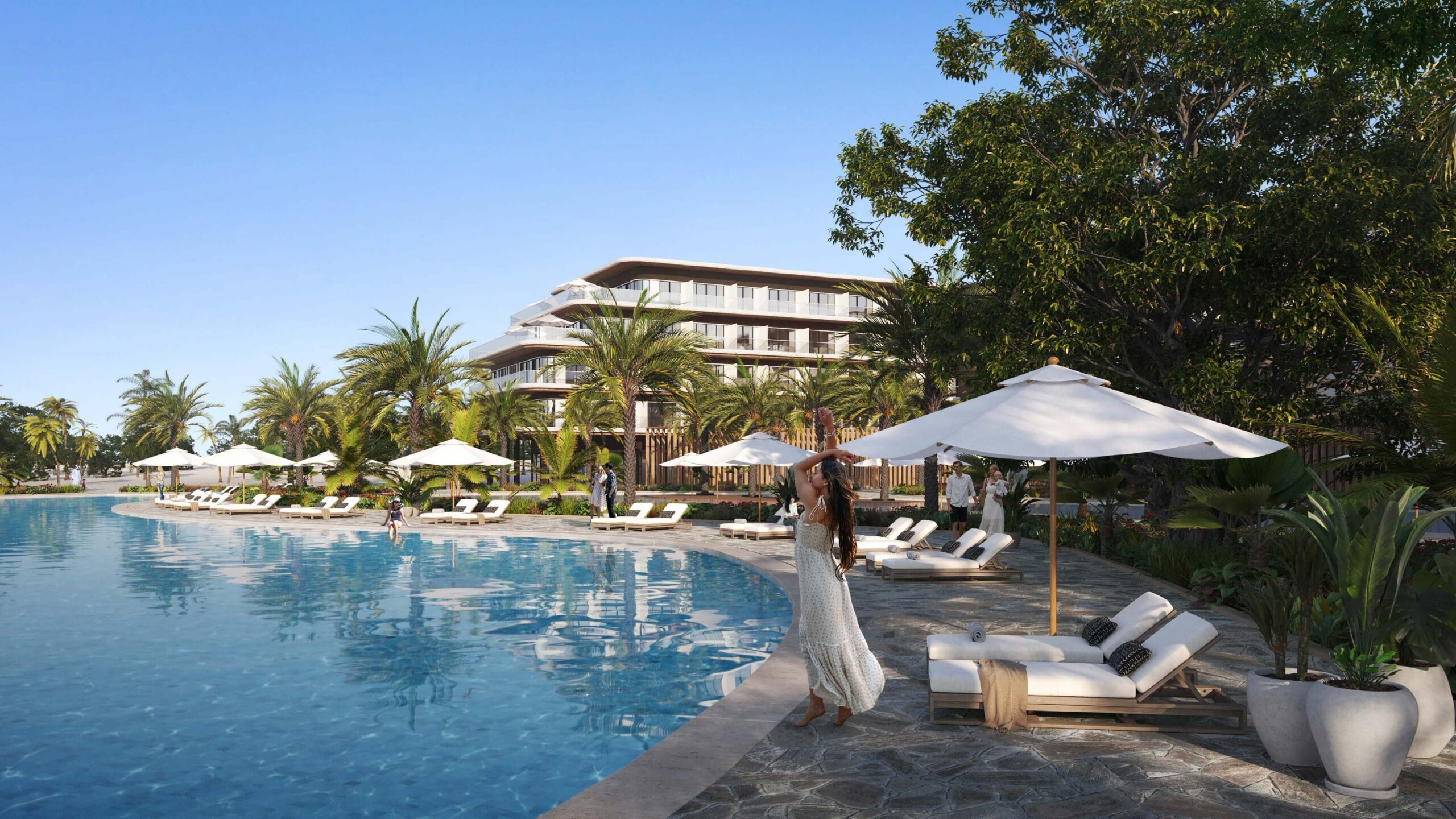 Luxury pool and resort facilities Ramhan Island Abu Dhabi villas with sea view