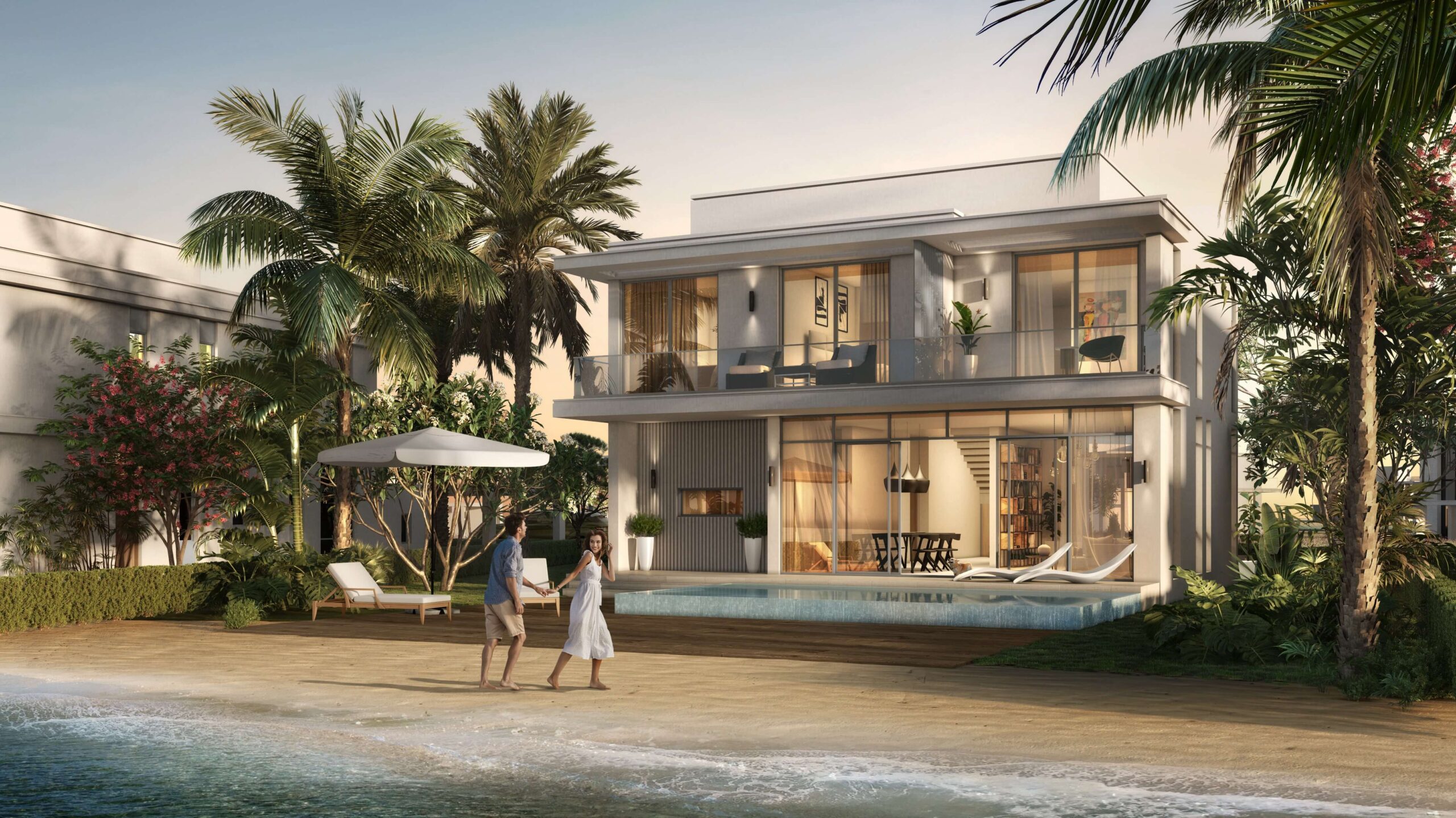Luxury villa exterior Ramhan Island Abu Dhabi waterfront living