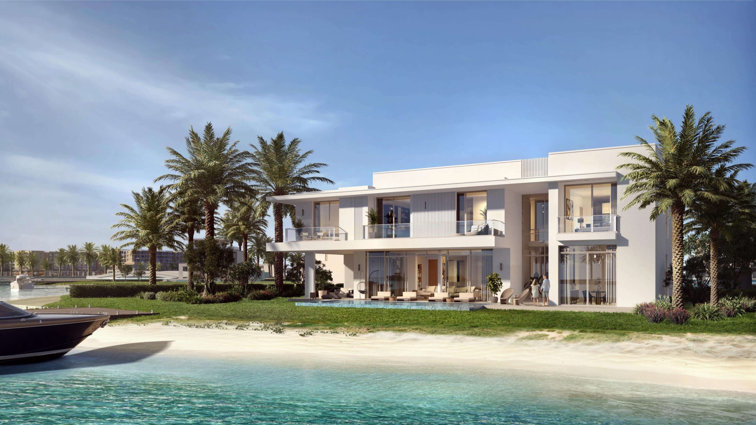 Beachfront villas row Ramhan Island Abu Dhabi luxury homes