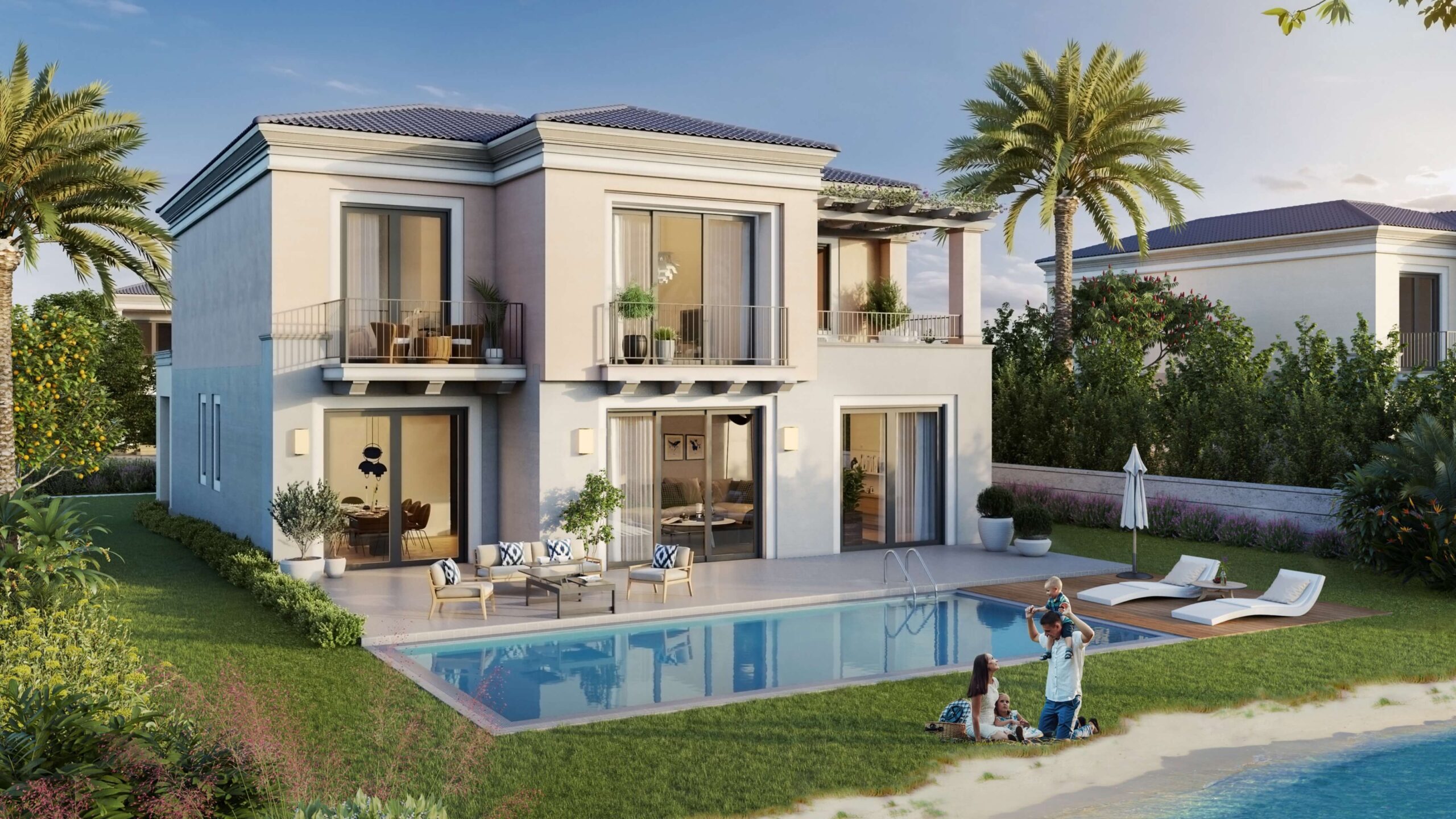 Luxury modern villa with pool Ramhan Island Abu Dhabi beachfront