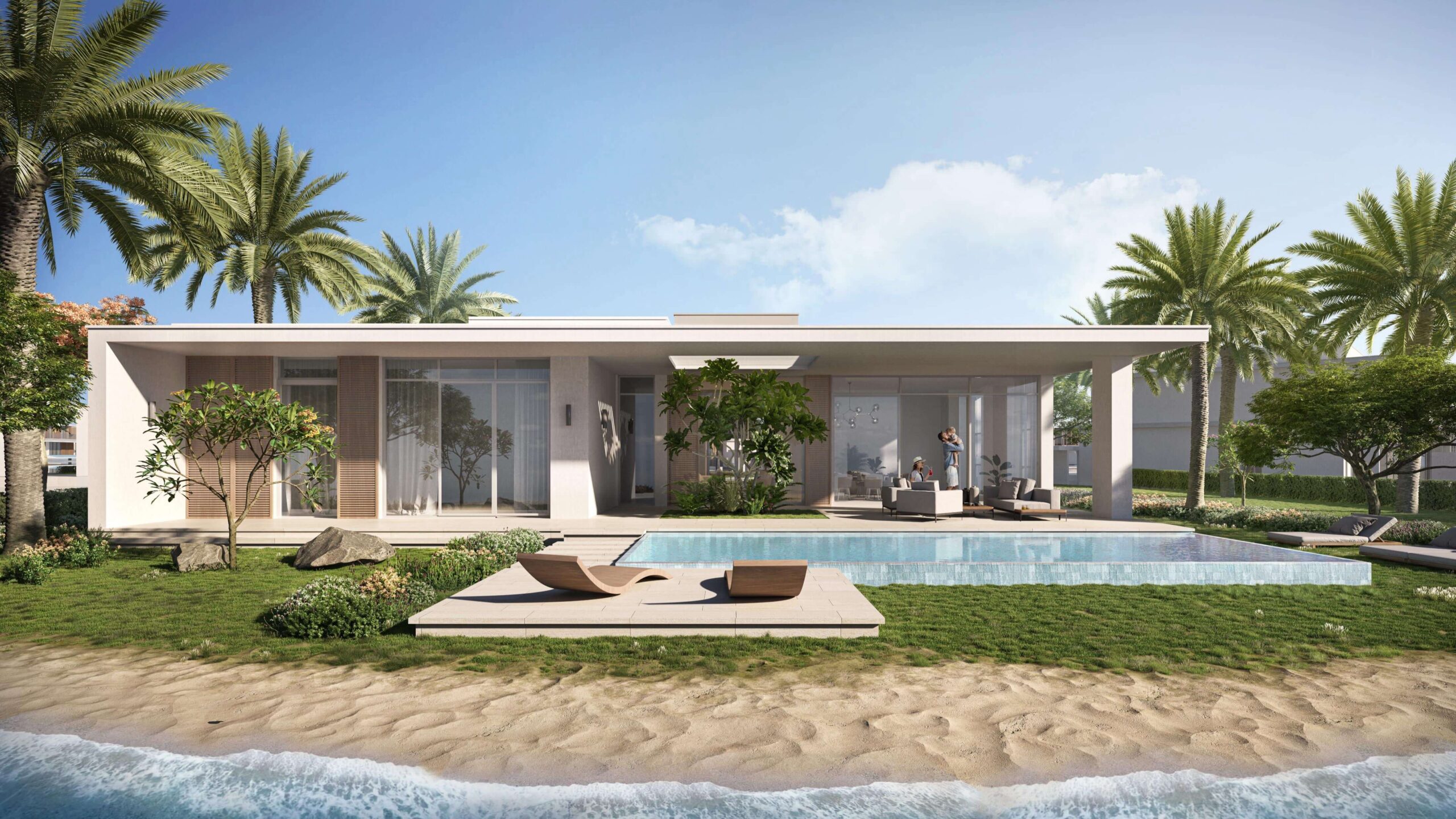 Beachfront villa exterior Ramhan Island Abu Dhabi luxury property