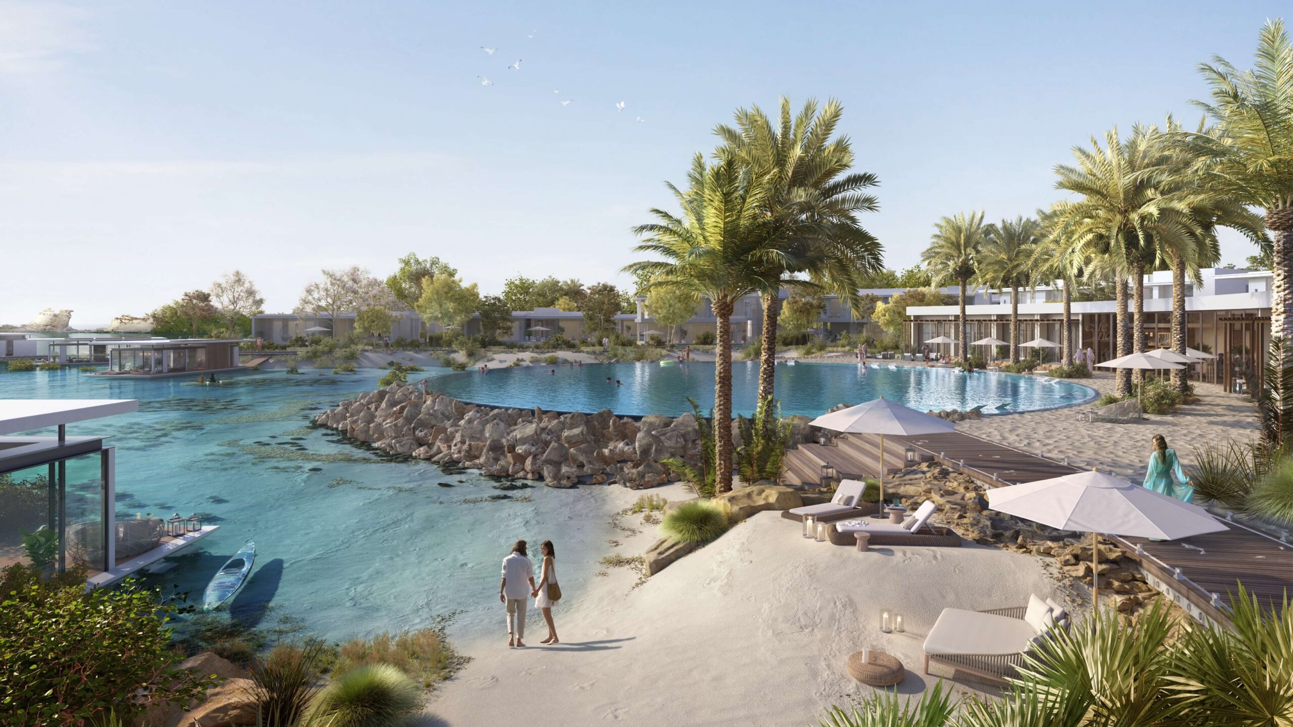 Private beach access Ramhan Island Abu Dhabi waterfront villas