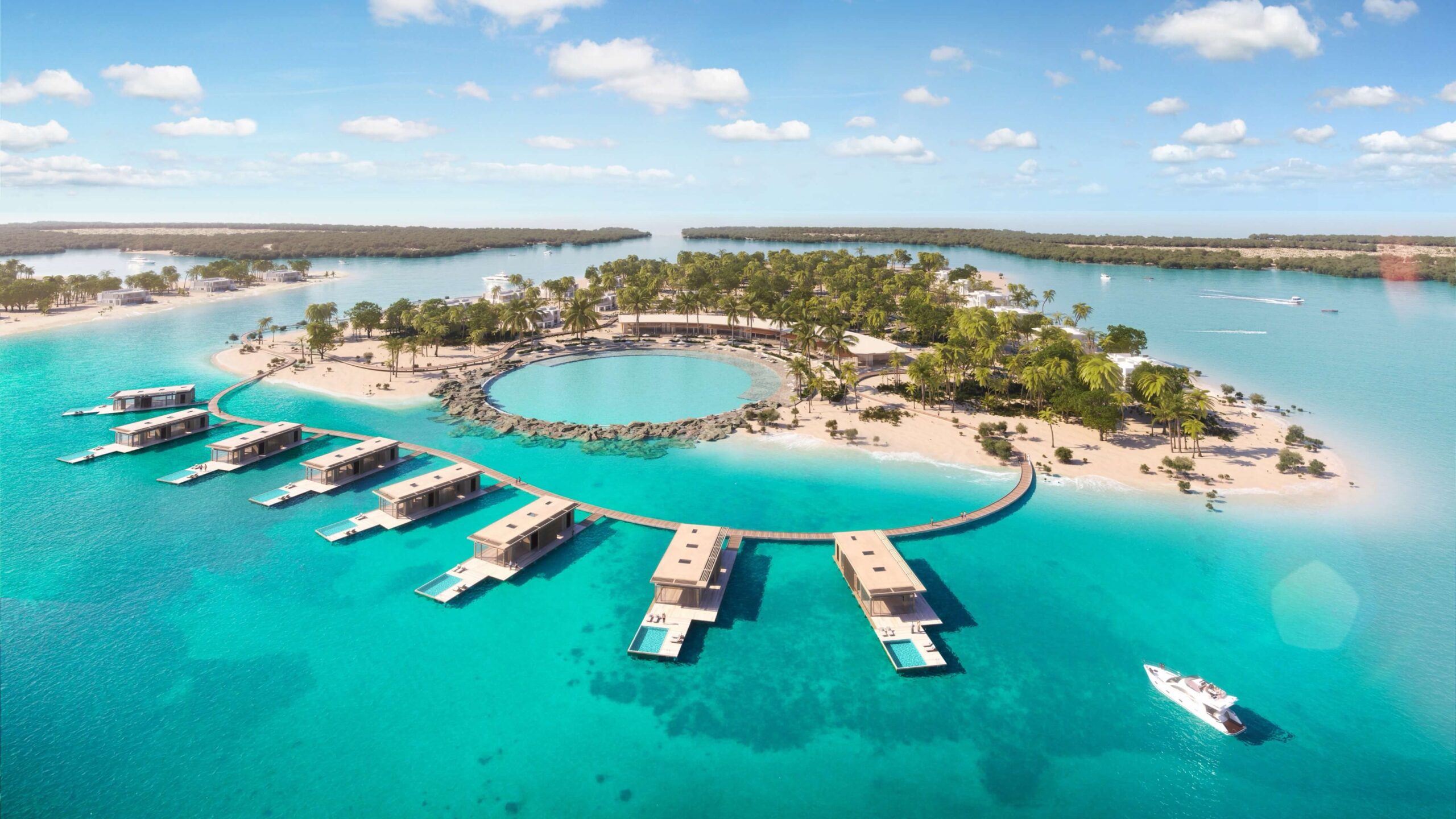 Ramhan Island Abu Dhabi lagoon island aerial luxury resort living