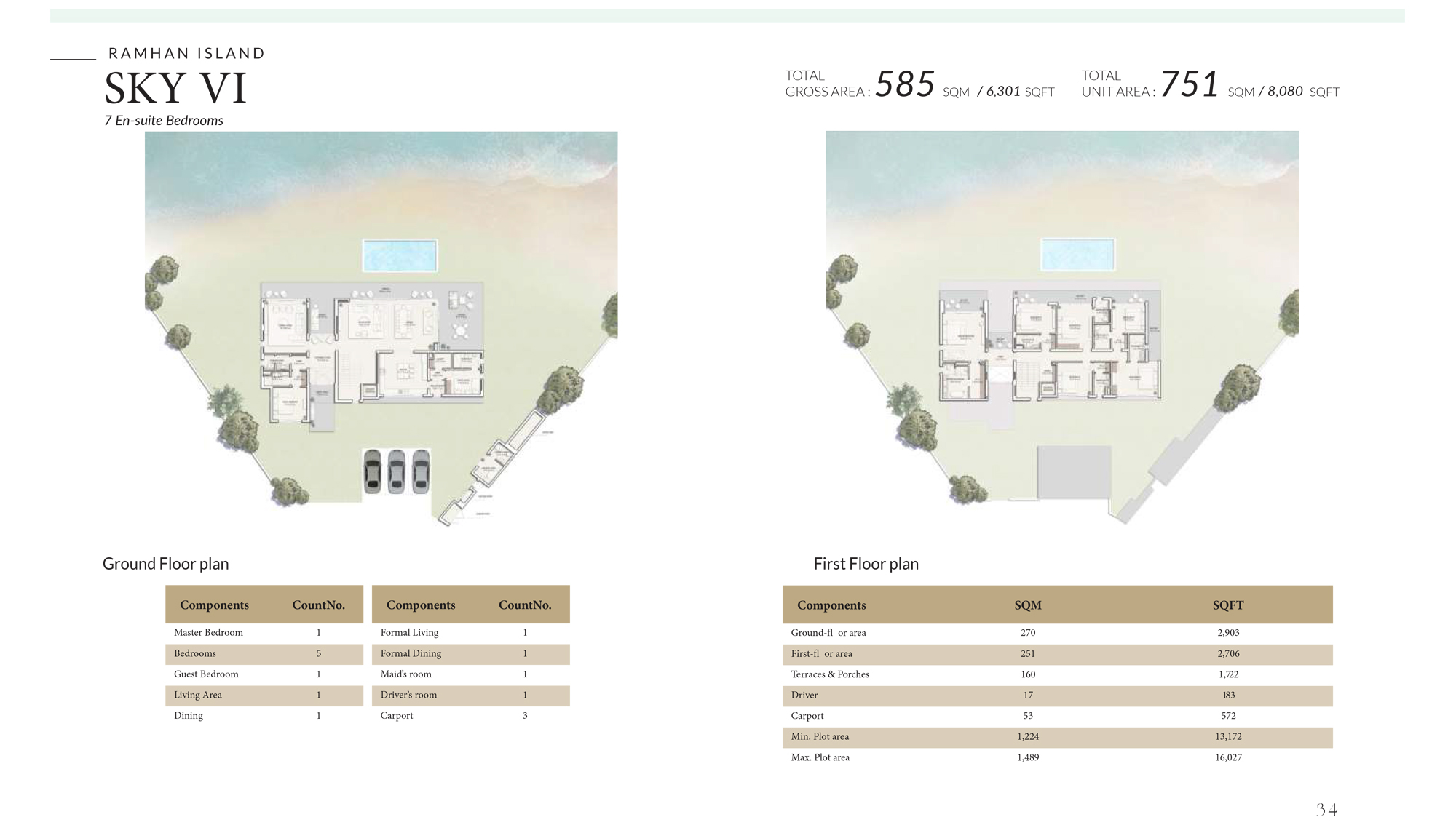 Ramhan Island villa floor plan Abu Dhabi luxury layout