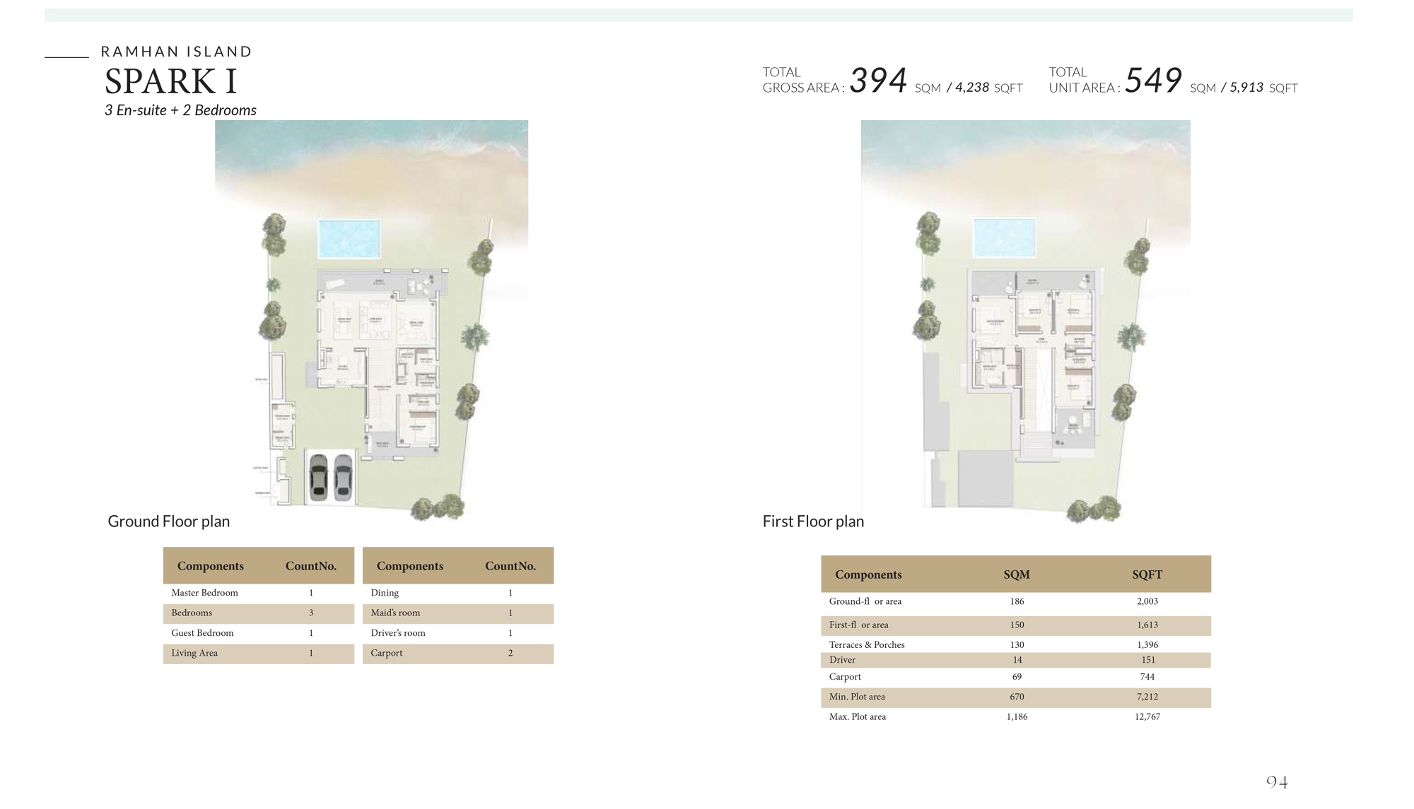 Ramhan Island villa floor plan SPARK I 3 bedroom layout