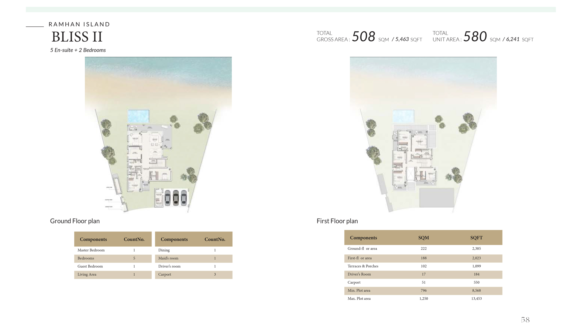 Ramhan Island villa floor plan BLISS II 5 bedroom layout