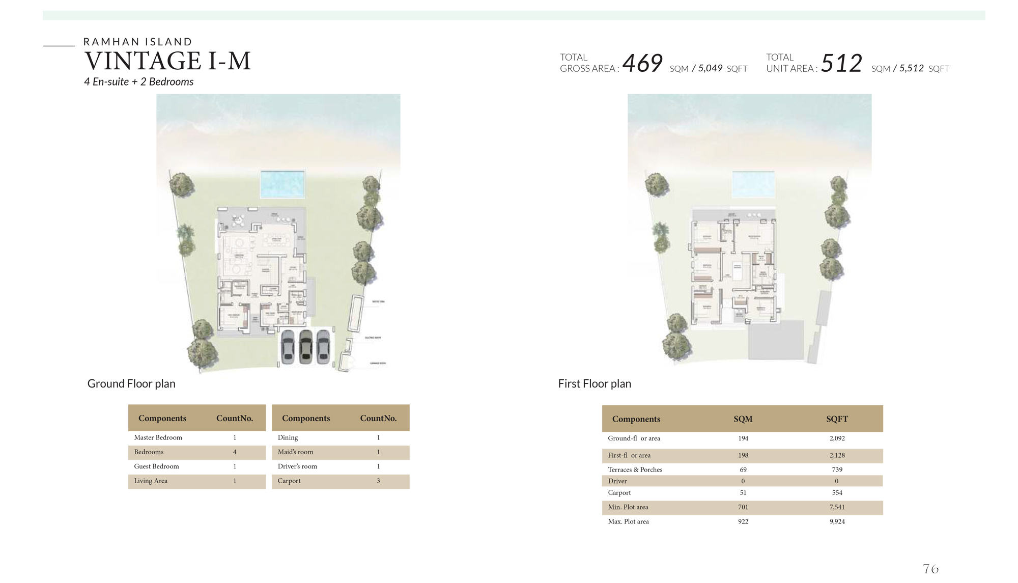 Ramhan Island villa floor plan Vinatage I - M 4 bedroom layout