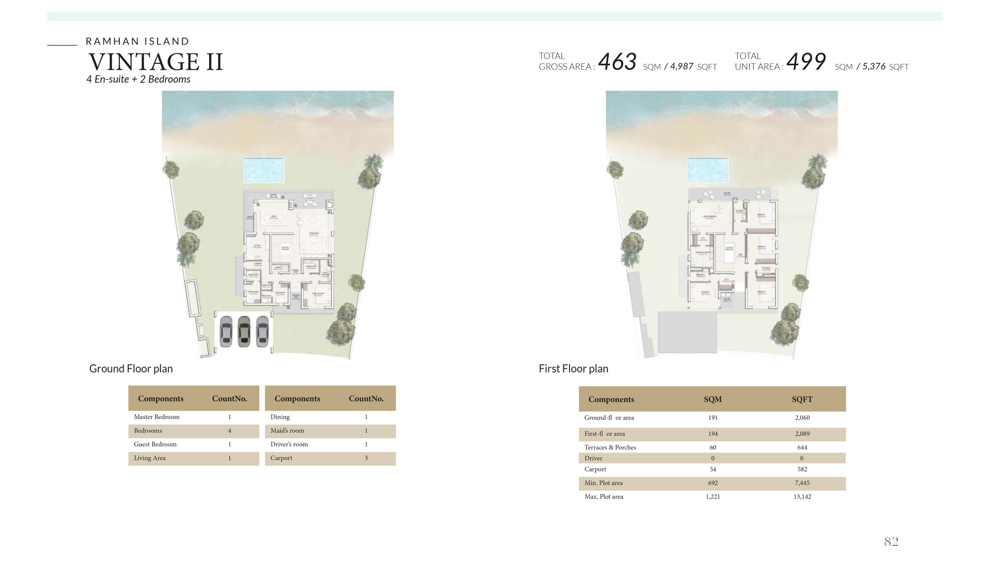Ramhan Island villa floor plan Vinatage II 4 bedroom layout