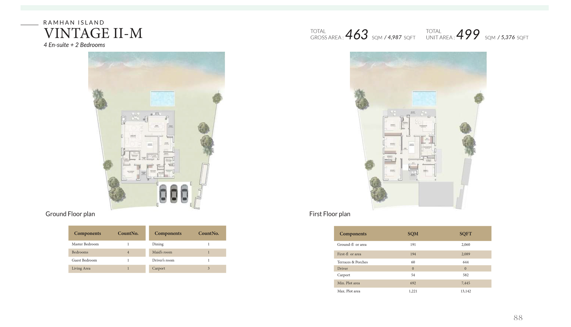 Ramhan Island villa floor plan Vinatage II-M 4 bedroom layout